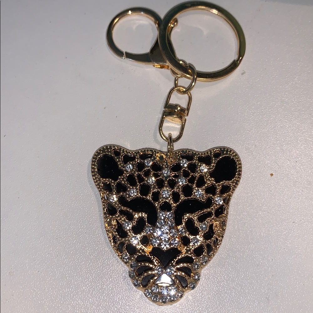 Gold and Black Leopard bag/purse charm Keychain nwt